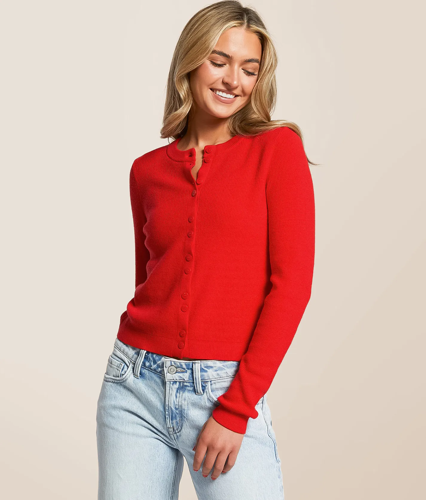 Willow & Root Willow & Root Ribbed Cardigan Sweater High Risk Red Best