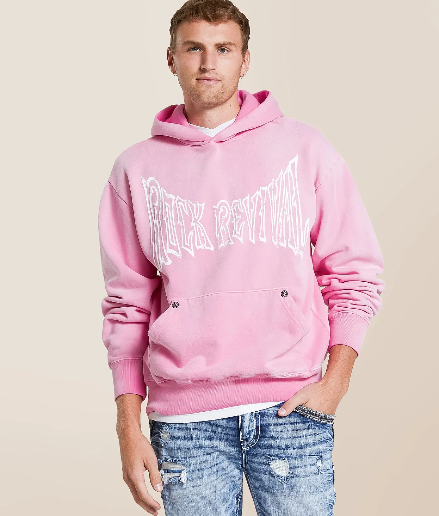 Tops | Rock Revival Wilson Hooded Sweatshirt Pink