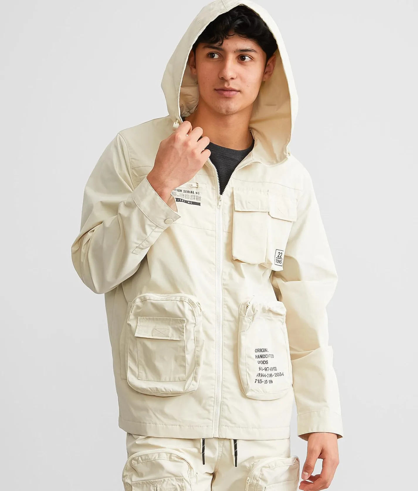 Smoke Rise® Windbreaker Hooded Jacket Oatmeal Best