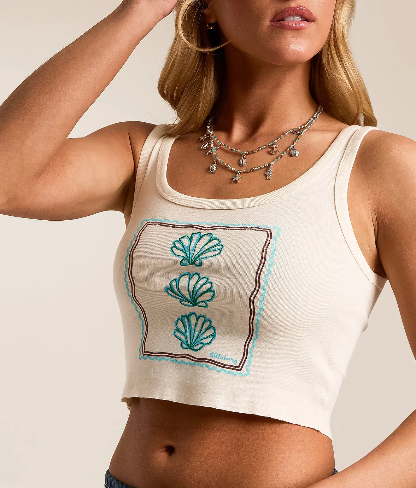Billabong Wind Drifter Cropped Tank Top White Cap Discount