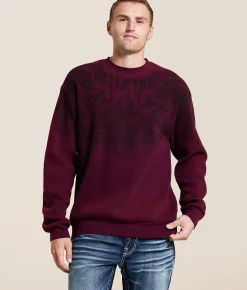 Tops | Affliction Winged Up Thermal Pullover Burgundy