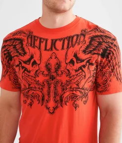 Affliction Winged Up T-Shirt Bright Red Reactive Clearance