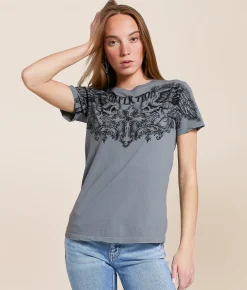 Affliction Winged Up T-Shirt Silver Grey Reactive Hot