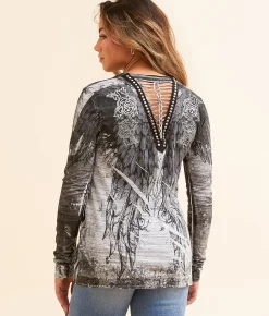 Tops | Affliction Wings Of A Pharaoh T-Shirt White Black
