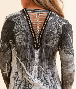 Tops | Affliction Wings Of A Pharaoh T-Shirt White Black