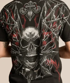 Tops|Graphic T-Shirts | Affliction Withered Scorn T-Shirt Black Lava Wash