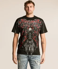 Tops|Graphic T-Shirts | Affliction Withered Scorn T-Shirt Black Lava Wash