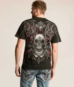 Tops|Graphic T-Shirts | Affliction Withered Scorn T-Shirt Black Lava Wash