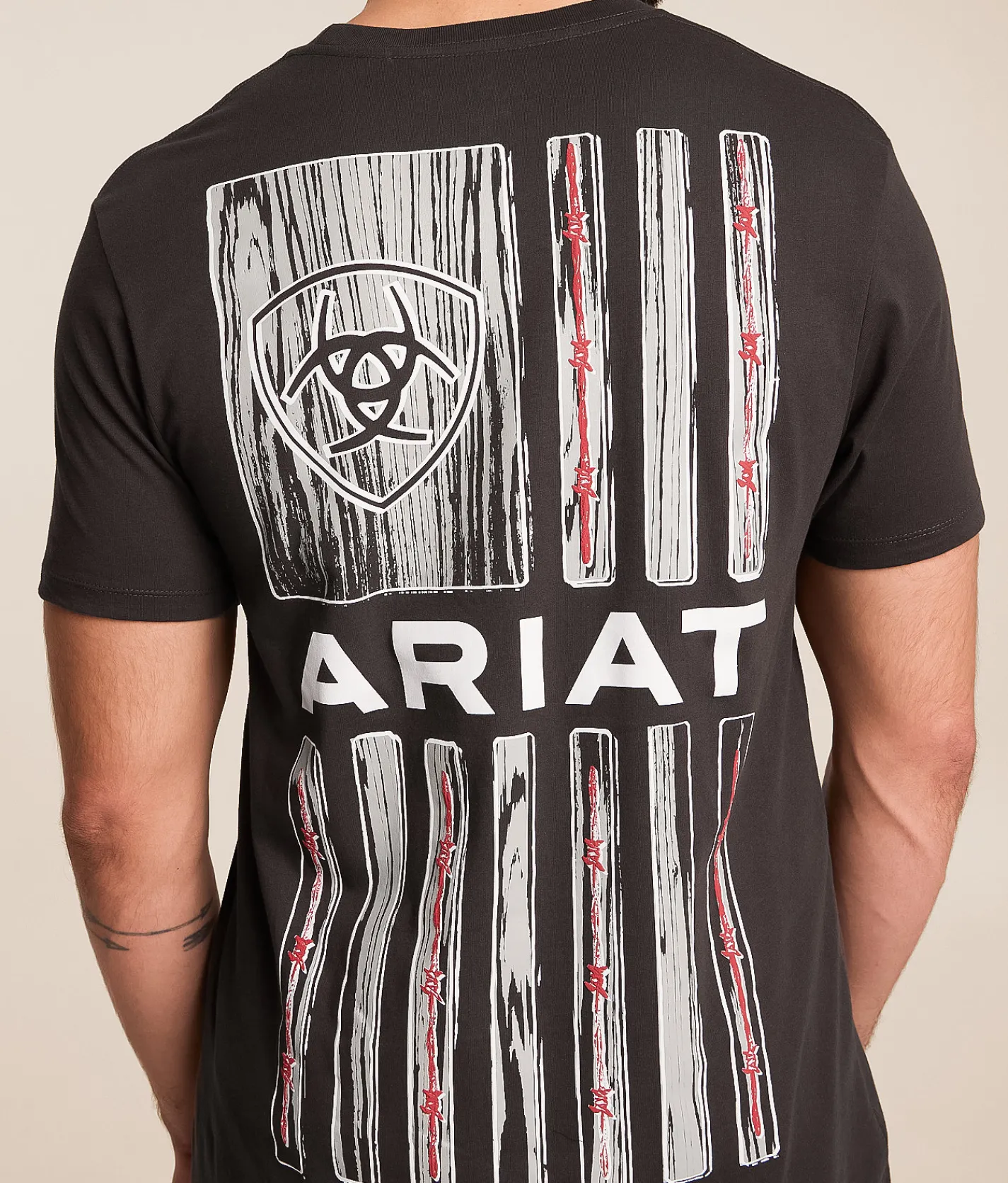 Ariat Wooden Barb Glory T-Shirt Vintage Black New