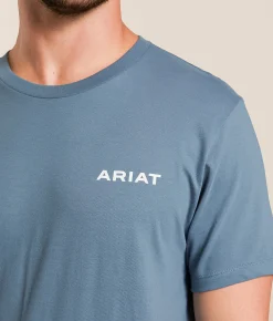 Tops|Graphic T-Shirts | Ariat Wooden Bridger T-Shirt Light Denim