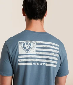 Tops|Graphic T-Shirts | Ariat Wooden Bridger T-Shirt Light Denim