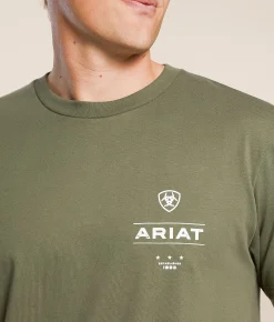 Ariat Wooden Diamond Flag T-Shirt Surplus Green New