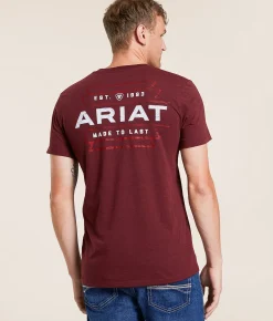 Ariat Wooden Horizon Lock T-Shirt Crimson Black Heather Clearance