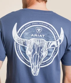 Tops|Graphic T-Shirts | Ariat Wooden Longhorn Mountain T-Shirt Grisalle