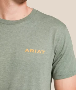 Tops|Graphic T-Shirts | Ariat Woodland Lock T-Shirt Olive Heather