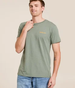 Tops|Graphic T-Shirts | Ariat Woodland Lock T-Shirt Olive Heather