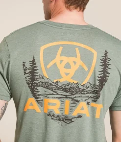 Tops|Graphic T-Shirts | Ariat Woodland Lock T-Shirt Olive Heather