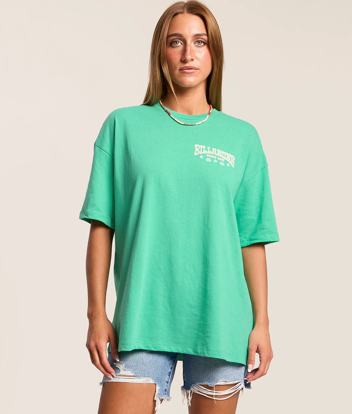 Tops | Billabong World Tour Oversized T-Shirt Green Tropics