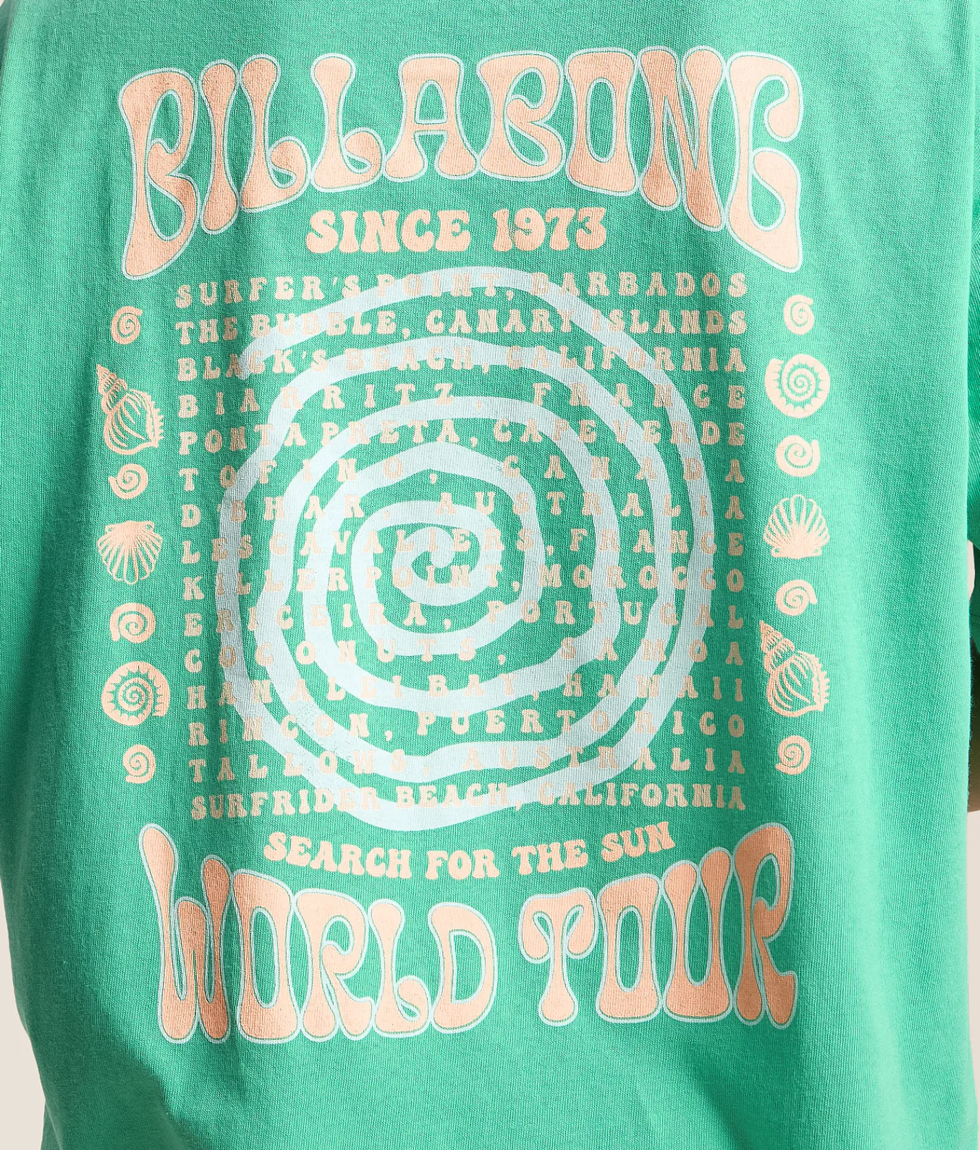 Tops | Billabong World Tour Oversized T-Shirt Green Tropics