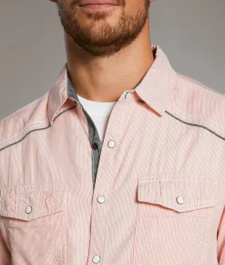 BKE Woven Athletic Shirt Coral Hot