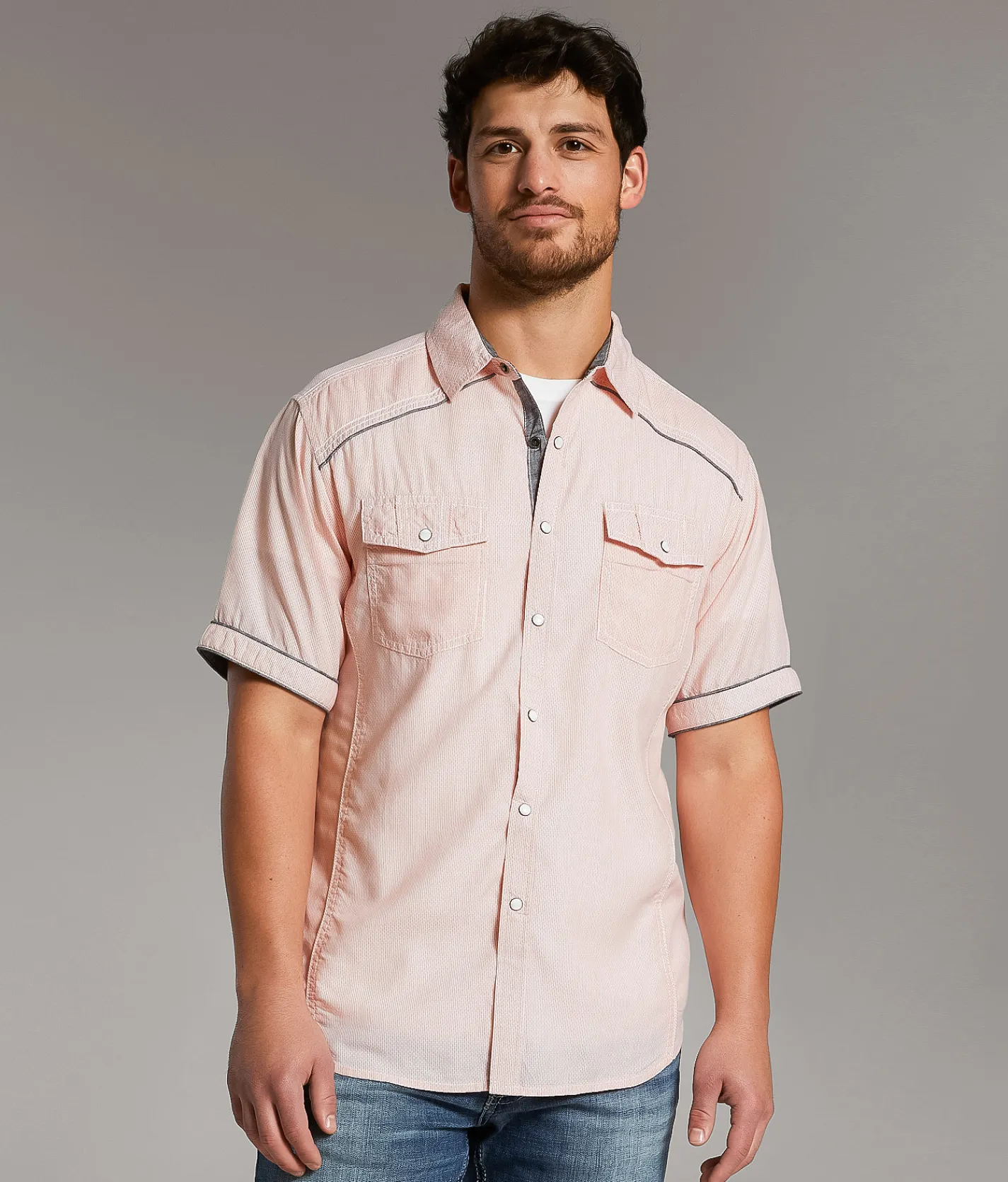BKE Woven Athletic Shirt Coral Hot