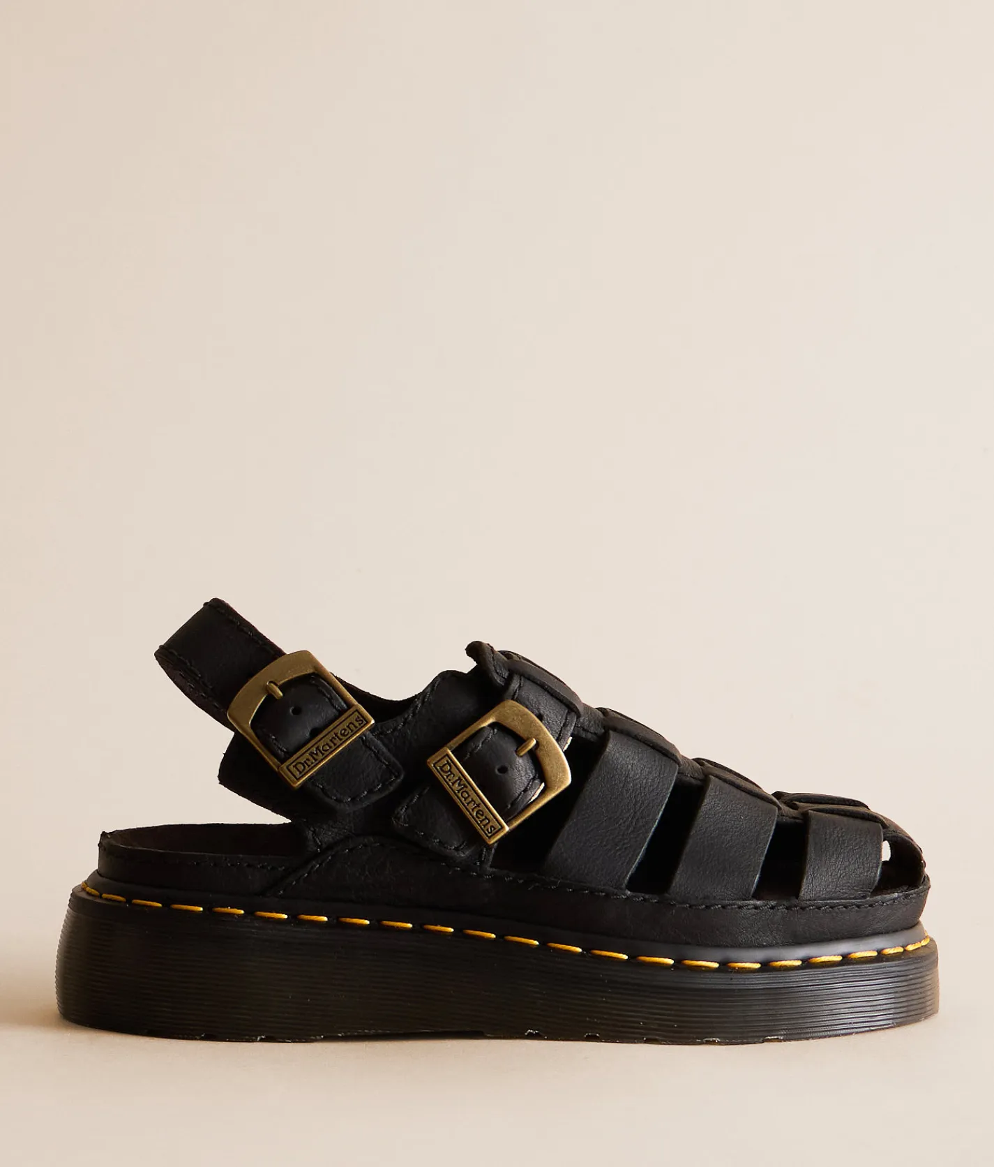 Shoes | Dr. Martens Wrenlie Grizzly Leather Sandal Black