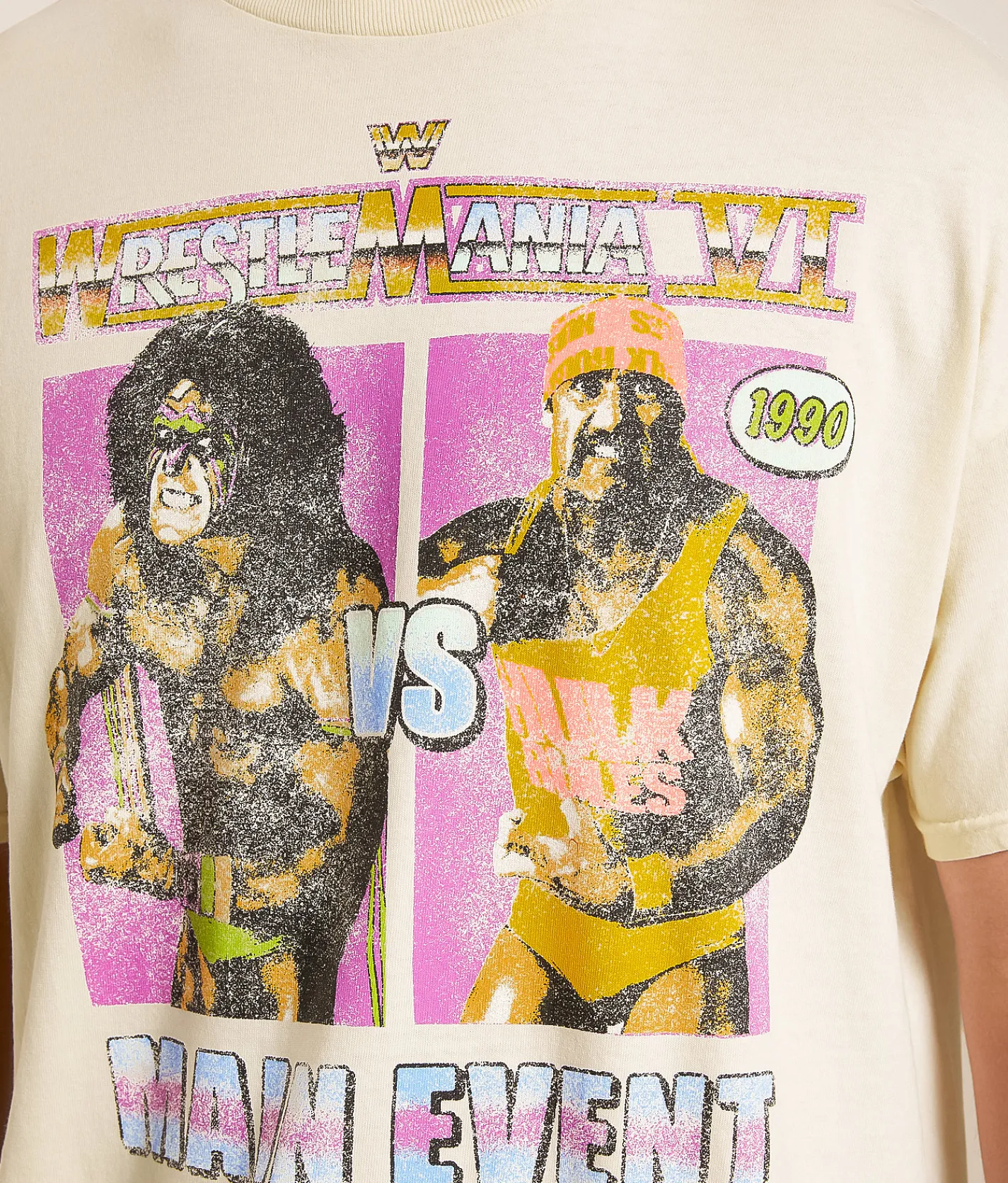 Tops|Graphic T-Shirts | Goodie Two Sleeves Wrestle Mania 1990 T-Shirt Bone White