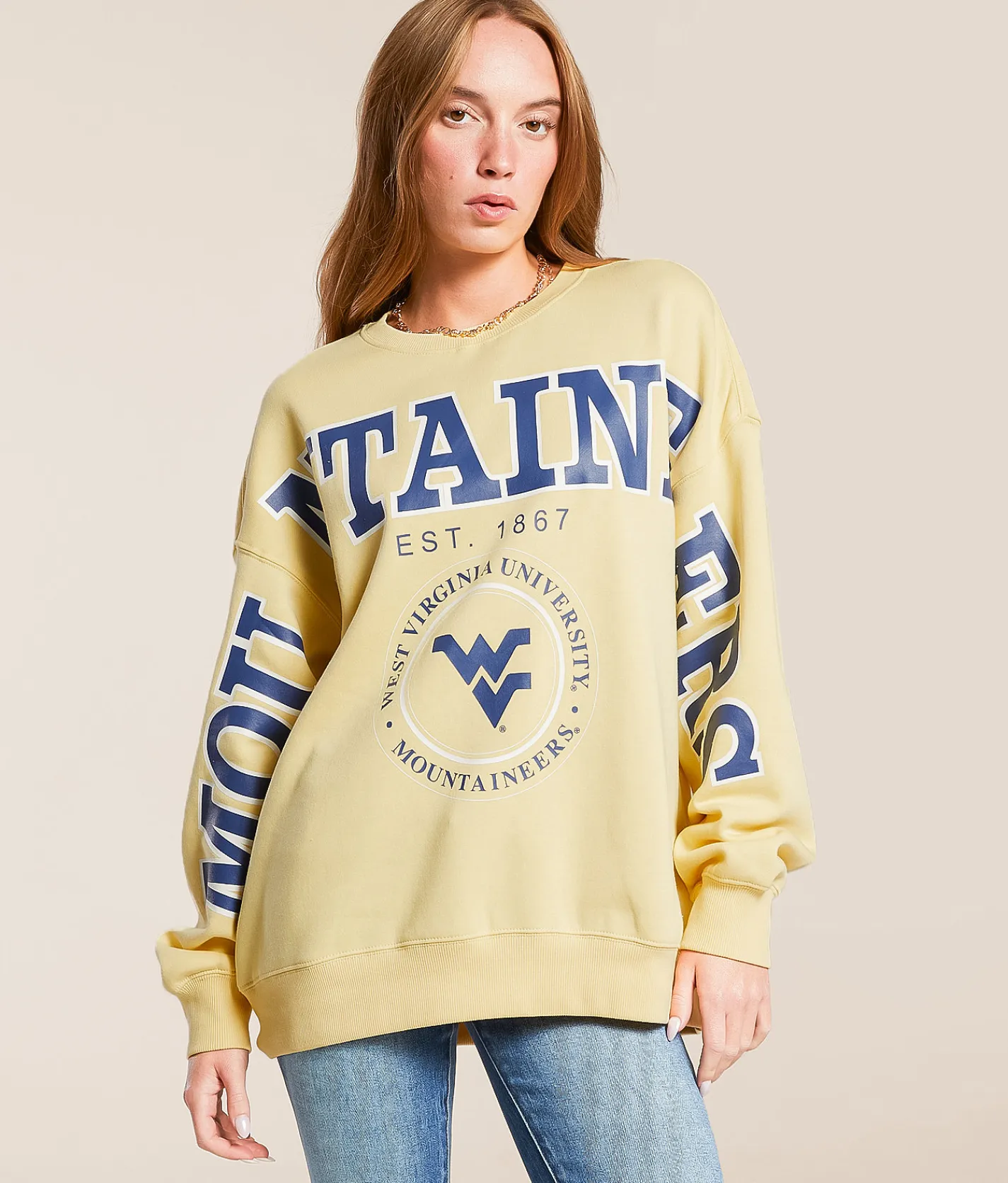 Gameday SOCIAL® WV Mountaineers Pullover Pale Yellow Online