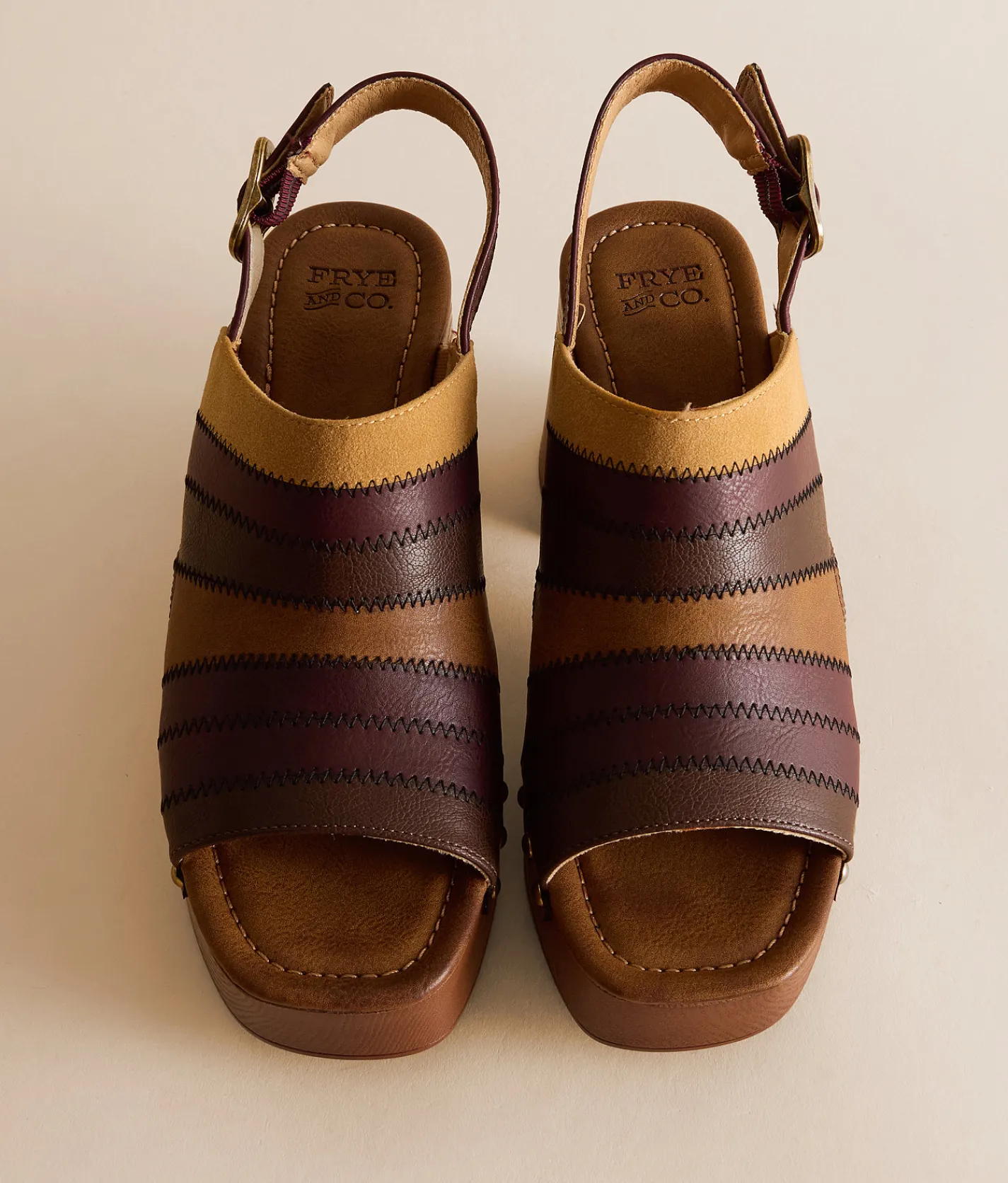 Frye and Co. Wylie Patchworks Heeled Sandal Maroon Multi Cairo