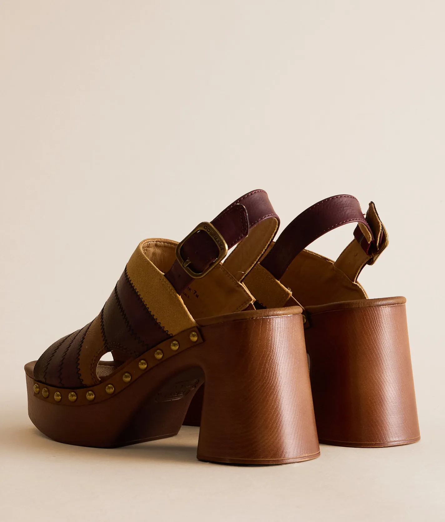 Frye and Co. Wylie Patchworks Heeled Sandal Maroon Multi Cairo