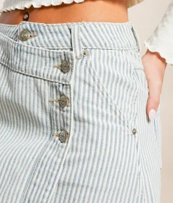 Free People Wynne Railroad Striped Skirt Indigo Railroad Outlet