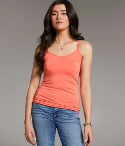 BKE core X-Long Two Way Tank Top Living Coral New