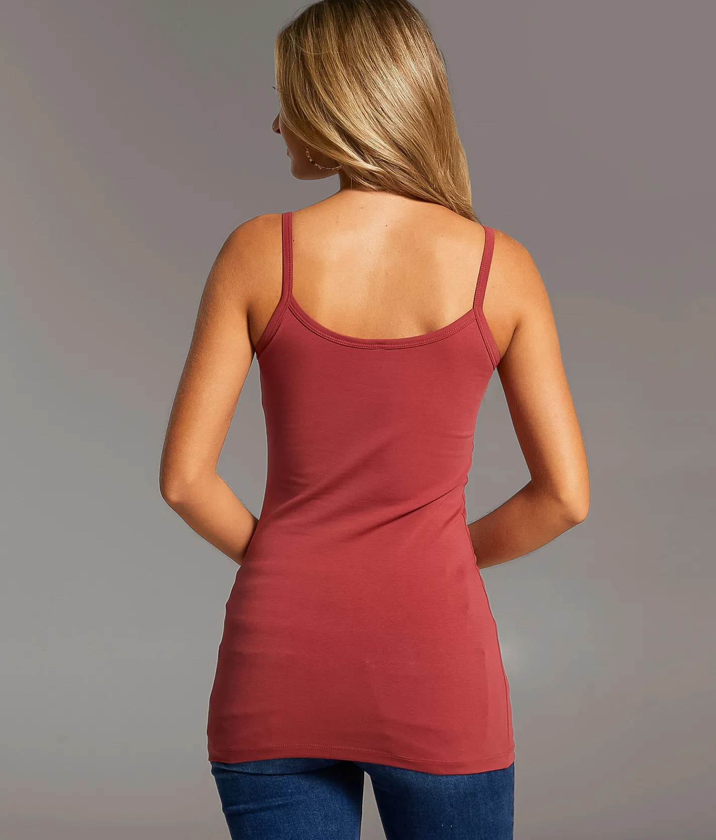 Tops | BKE core X-Long Two Way Tank Top Earth Red