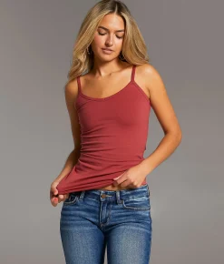 Tops | BKE core X-Long Two Way Tank Top Earth Red