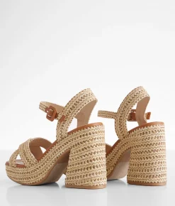 Shoes | Soda Yara Raffia Sandal Natural Tan