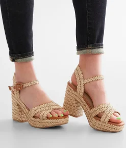 Shoes | Soda Yara Raffia Sandal Natural Tan