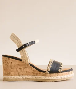 Mia Yennifer Wedge Sandal Black Natural Best