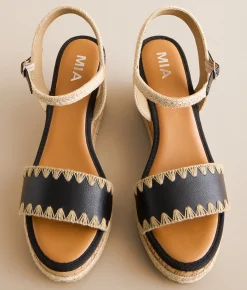 Mia Yennifer Wedge Sandal Black Natural Best