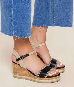 Mia Yennifer Wedge Sandal Black Natural Best