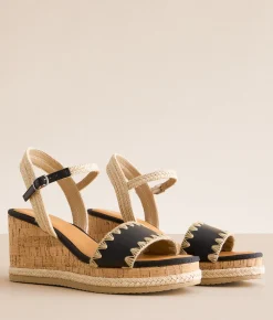 Mia Yennifer Wedge Sandal Black Natural Best
