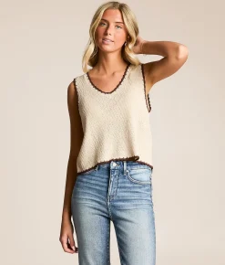 Z Supply Yessenia Whipstitch Sweater Tank Top Linen Sale