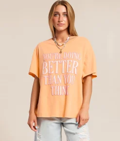 Modish Rebel You're Doing Better Oversized T-Shirt Mock Orange Clearance