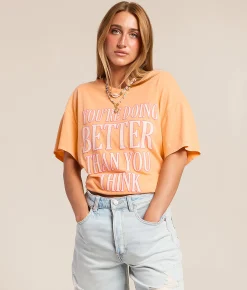 Modish Rebel You're Doing Better Oversized T-Shirt Mock Orange Clearance