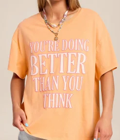 Modish Rebel You're Doing Better Oversized T-Shirt Mock Orange Clearance