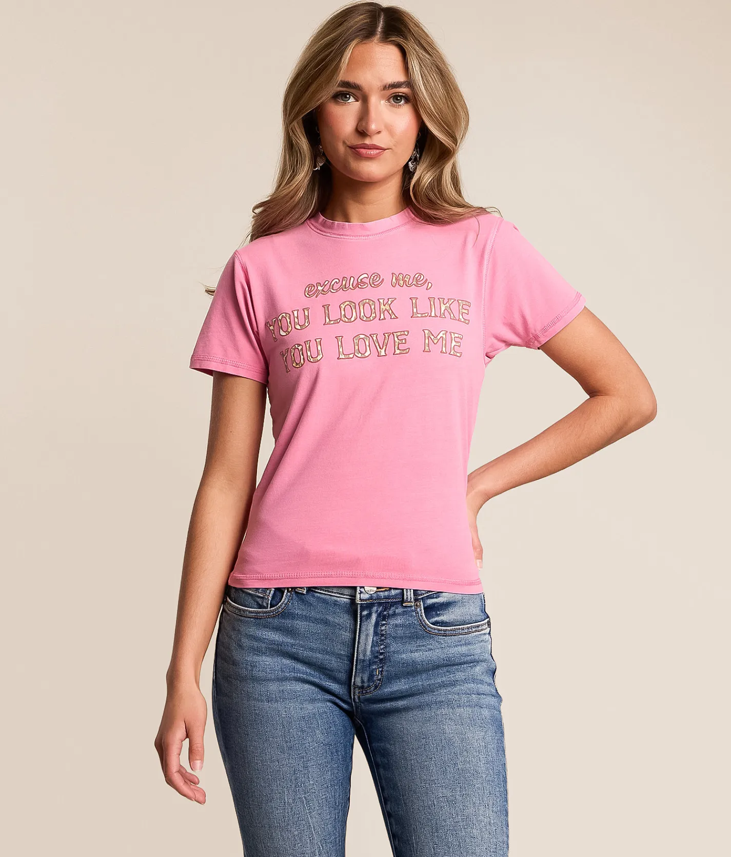 Goodie Two Sleeves You Look Like You Love Me T-Shirt Pink Online