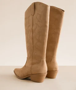 Shoes | Soda Zahara Tall Western Boot Beige