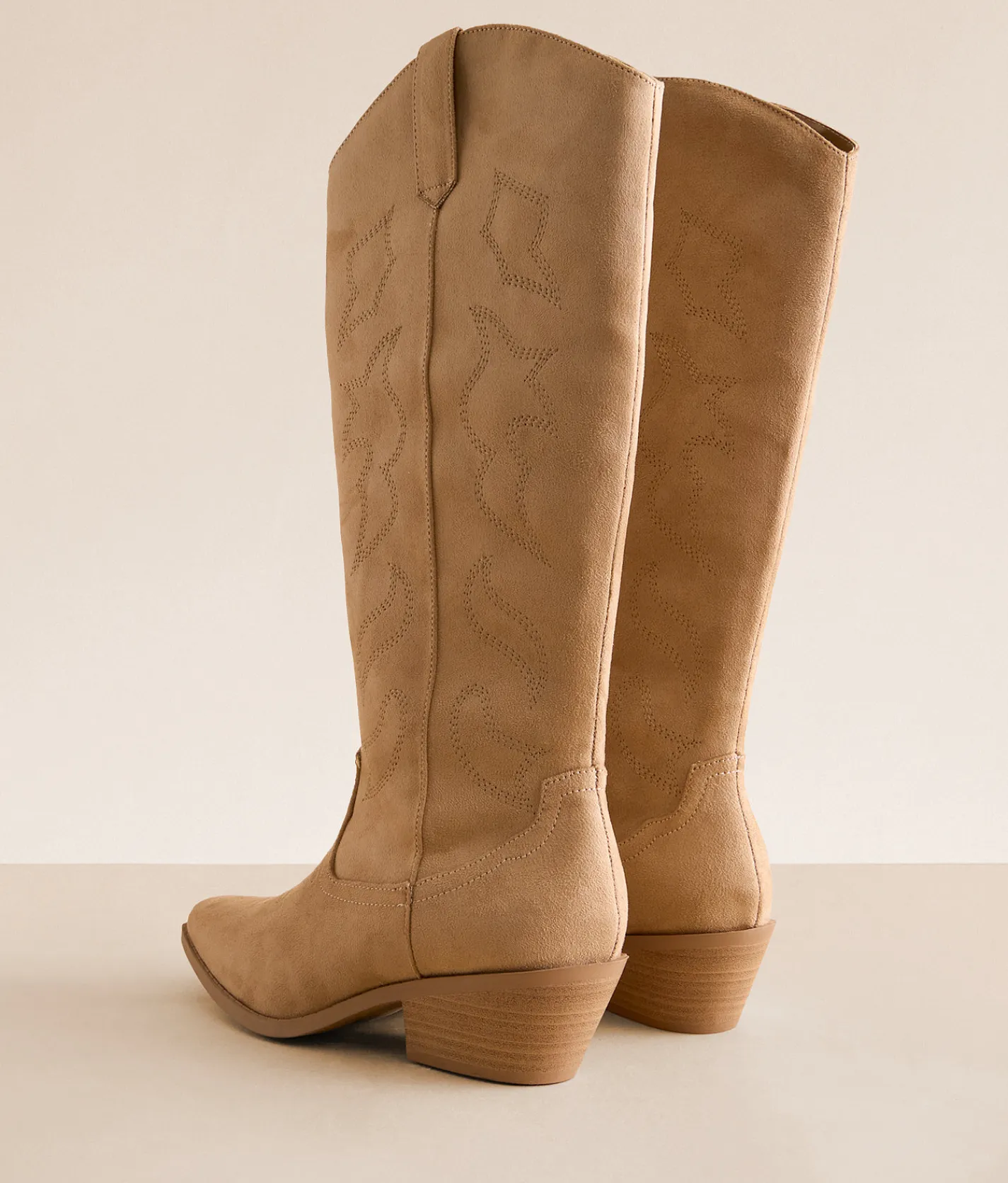 Shoes | Soda Zahara Tall Western Boot Beige