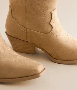 Shoes | Soda Zahara Tall Western Boot Beige