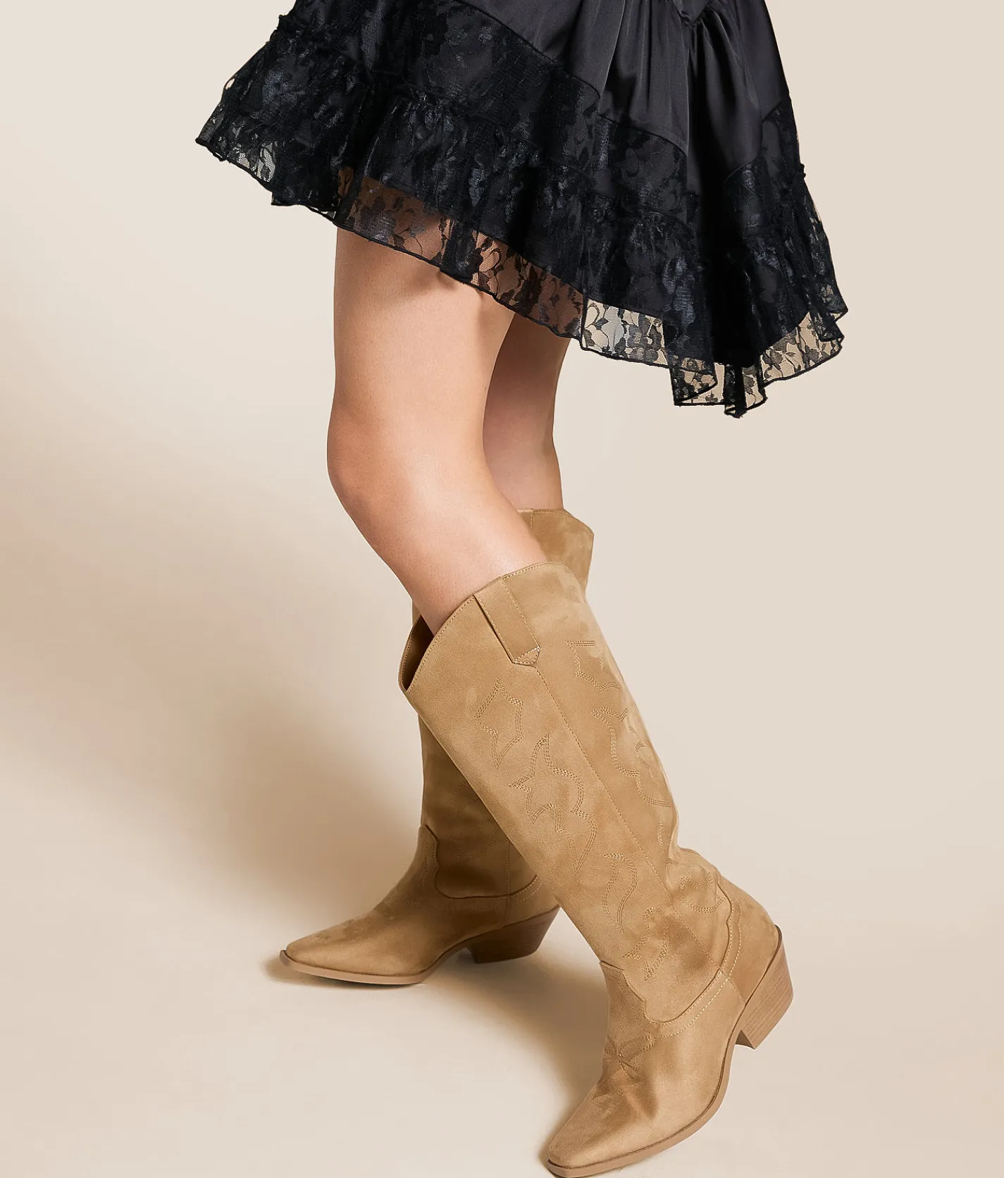 Shoes | Soda Zahara Tall Western Boot Beige