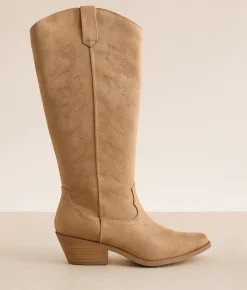 Shoes | Soda Zahara Tall Western Boot Beige